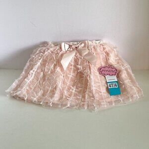 Popatu Tutu Ballerina Skirt Girls 4T/4, Pale Peach Pink with Bows